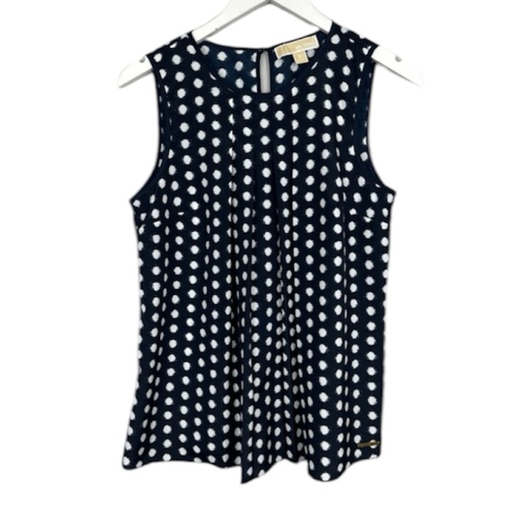 Michael Kors Print Pleated Sleeveless Tank Top Blouse Size Small